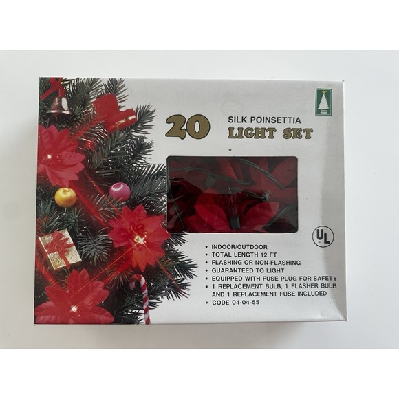 Trim A Home Other - Vintage Trim A Home 20 Silk Poinsettia Indoor/Outdoor String Light Set